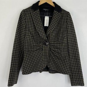 Etcetera Womens Jacket Size 8 Houndstooth Blazer‎ Lagenlook Ruched Black